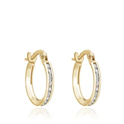 9CT YELLOW GOLD CZ HOOP CREOLE EARRINGS
