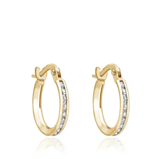9CT YELLOW GOLD CZ HOOP CREOLE EARRINGS