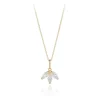 9CT YELLOW GOLD CZ LOTUS LEAF PENDANT NECKLACE