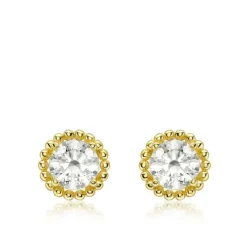 9ct Yellow Gold CZ 7mm Halo Stud Earrings