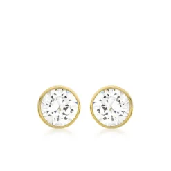 9CT YELLOW GOLD CZ ROUND STUD EARRINGS