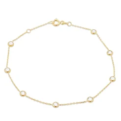 9CT YELLOW GOLD CZ STATION BRACELET