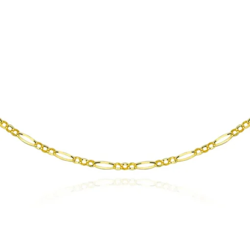 9CT YELLOW GOLD DIAMOND CUT FIGARO BELCHER CHAIN