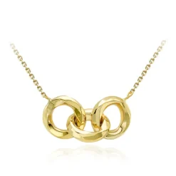 9CT YELLOW GOLD DIAMOND CUT LINKED-RINGS NECKLACE