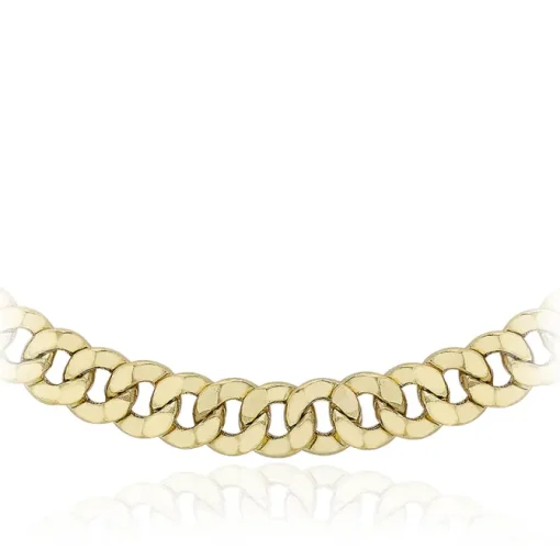 9CT YELLOW GOLD DIAMOND CUT ROUND-LINK CURB CHAIN Necklace