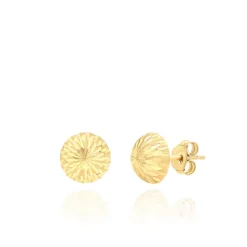 9ct Yellow Gold Diamond Cut Half Balled Stud Earrings