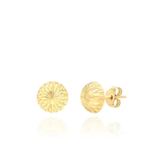 9ct Yellow Gold Diamond Cut Half Balled Stud Earrings