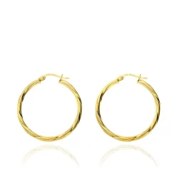 9CT YELLOW GOLD DIAMOND CUT HOOP CREOLE EARRINGS