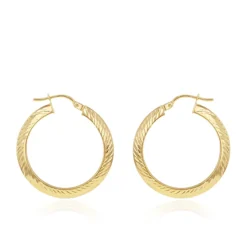 9CT Yellow Gold Diamond Cut Creole Earrings