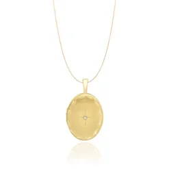 9CT YELLOW GOLD DIAMOND SET OVAL LOCKET