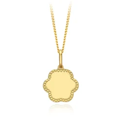 9CT YELLOW GOLD DOTTED-EDGE-FLOWER PENDANT