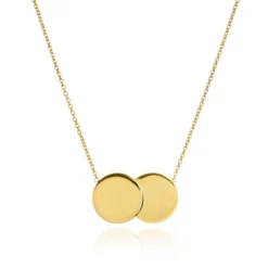 9ct YELLOW GOLD DOUBLE DISC NECKLACE 26MM