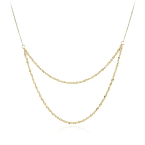 9CT YELLOW GOLD DOUBLE ROPE AND TRACE ADJUSTABLE CHAIN