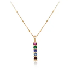 9ct Yellow Gold Family Birthstone Bar Necklace