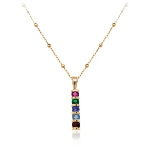 9ct Yellow Gold Family Birthstone Bar Necklace