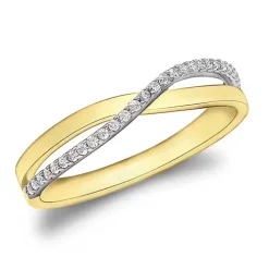 9ct Yellow Gold Finest CZ Crossover Ring