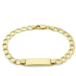 9CT YELLOW GOLD FLAT DIAMOND CUT CURB BRACELET