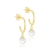 9CT YELLOW GOLD FRESH WATER PEARLS DROP STUD EARRINGS