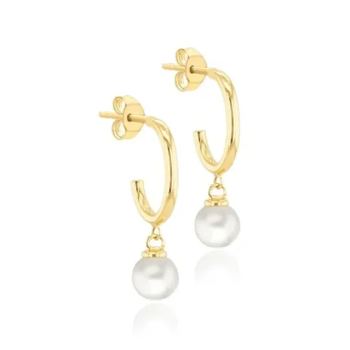 9CT YELLOW GOLD FRESH WATER PEARLS DROP STUD EARRINGS