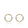 9CT YELLOW GOLD GRADUATED CZ CIRCLE STUD EARRINGS