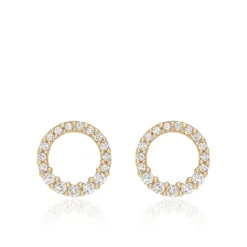 9CT YELLOW GOLD GRADUATED CZ CIRCLE STUD EARRINGS