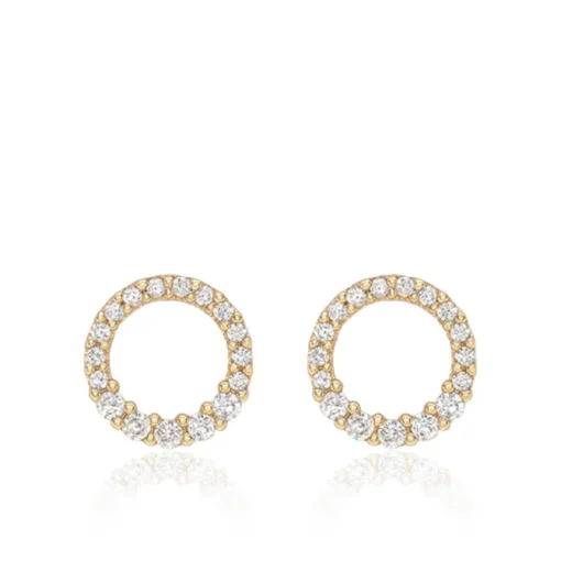 9CT YELLOW GOLD GRADUATED CZ CIRCLE STUD EARRINGS