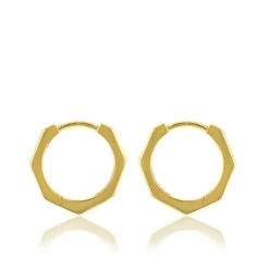 9CT YELLOW GOLD HEXAGON PLAIN HOOP EARRINGS