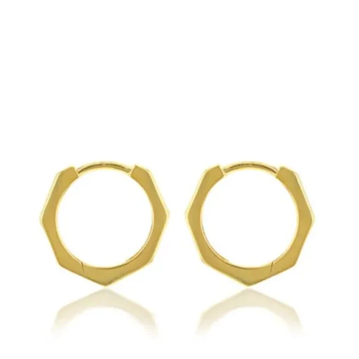 9CT YELLOW GOLD HEXAGON PLAIN HOOP EARRINGS