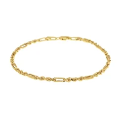 9ct Yellow Gold Hollow Dimaond Cut Figarope Bracelet