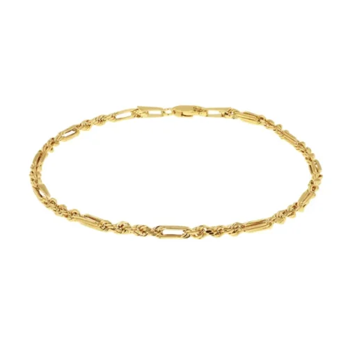 9ct Yellow Gold Hollow Dimaond Cut Figarope Bracelet