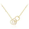 9CT YELLOW GOLD LINKED MOTHER OF PEARL HEART ADJUSTABLE NECKLACE