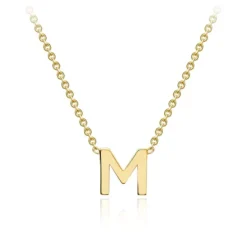 9CT YELLOW GOLD 'M' INITIAL ADJUSTABLE NECKLACE