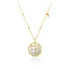9CT YELLOW GOLD MOTHER OF PEARL BASKET ADJUSTABLE NECKLACE