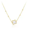 9ct Yellow Gold Mother of Pearl Clover DC Ball Necklace