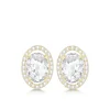 9CT YELLOW GOLD OVAL CZ AND PAVE SET STUD EARRINGS