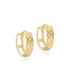 9CT YELLOW GOLD QUILTED SMALL HOOP EARRINGS