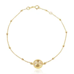 9ct Yellow Gold Rainbow Circle Adjustable Trace and Ball Bracelet