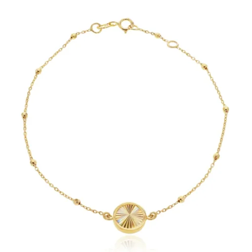 9ct Yellow Gold Rainbow Circle Adjustable Trace and Ball Bracelet