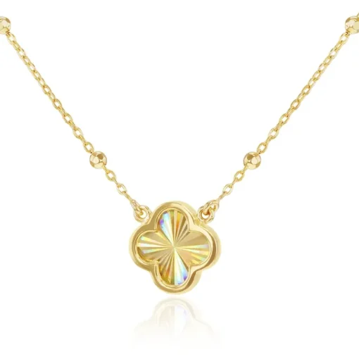 9ct Yellow Gold Rainbow Petal Adjustable Trace and Ball Necklace