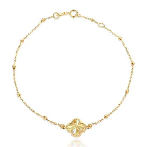9ct Yellow Gold Rainbow Petal Adjustable Trace and Ball Bracelet