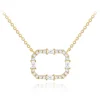 9CT YELLOW GOLD RECTANGLE FRAME CZ NECKLACE