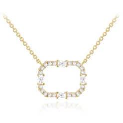 9CT YELLOW GOLD RECTANGLE FRAME CZ NECKLACE