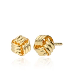 9CT YELLOW GOLD RIBBED KNOT STUD EARRINGS