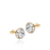 9CT YELLOW GOLD ROUND CZ AND PAVE SET STUD EARRINGS