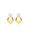 9CT YELLOW GOLD ROUND CZ AND BALL DROP EARRINGS
