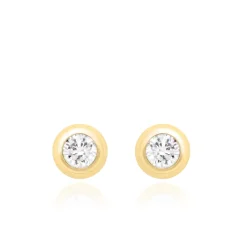 9CT YELLOW GOLD ROUND CZ DOUGHNUT STUD EARRINGS