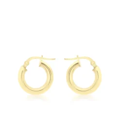9CT YELLOW GOLD ROUND-TUBE POLISHED HOOP CREOLE EARRINGS