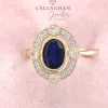 9ct YELLOW GOLD SAPPHIRE & CZ RING