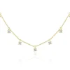 9CT YELLOW GOLD SMALL BUTTON CZ NECKLACE
