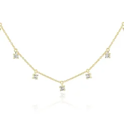 9CT YELLOW GOLD SMALL BUTTON CZ NECKLACE